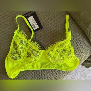 PrettyLittleThing Neon Lime Lace Bralette